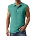 thumbnail image 1 of Men's Sleeveless Button Down Tank Top Shirt Gym Workout Running Beach Summer Tee Vest Big And Tall Muscle Fit Mens Summer Lightweight Pullover Tee Shirts, 1 of 5