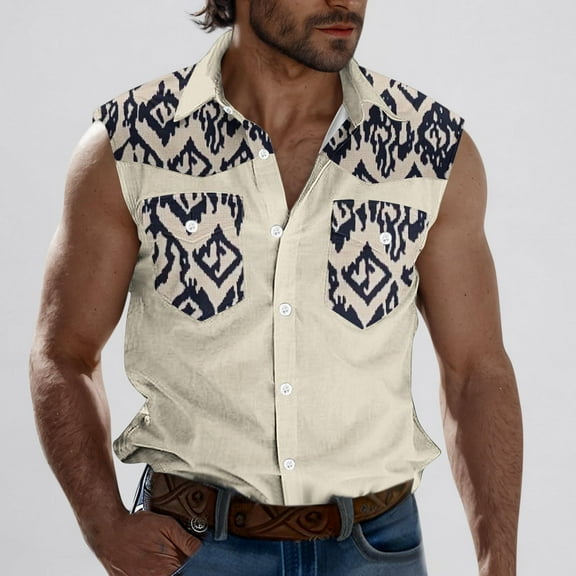 Men's Sleeveless Button-Up Pocket Shirts Athletic Tank Tops Under $10 Moisture-Wicking Lightweight Sports Tank