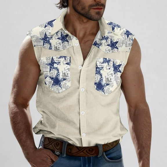Men's Sleeveless Button-Up Pocket Shirts Athletic Tank Tops Under $10 Moisture-Wicking Lightweight Sports Tank