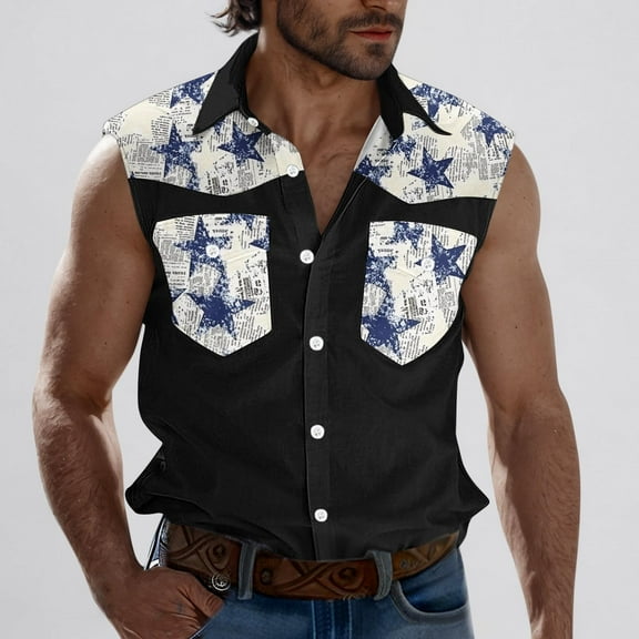 Men's Sleeveless Button-Up Pocket Shirts Athletic Tank Tops Under $10 Moisture-Wicking Lightweight Sports Tank