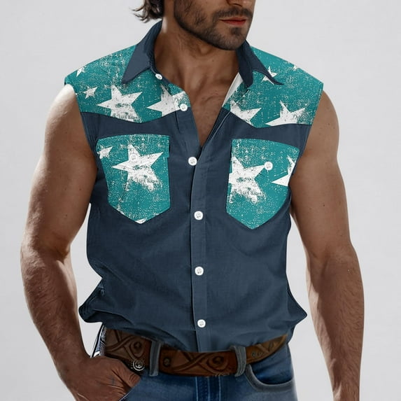 Men's Sleeveless Button-Up Pocket Shirts Athletic Tank Tops Under $10 Moisture-Wicking Lightweight Sports Tank