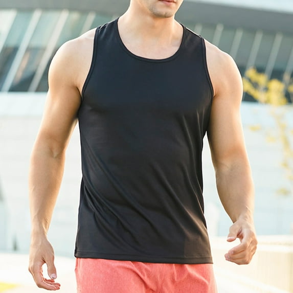 Men's Sleeveless Cotton Polyester Tank Top for Casual Wear and Sports