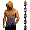 thumbnail image 1 of Men's Sleeveless Gradient Hoodie Tank, Muscle Fit Pullover Workout Vest with Pocket - Breathable Quick-Dry Athletic Shirt for Summer Gym & Bodybuilding Green XXL, 1 of 8