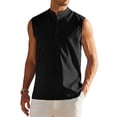 thumbnail image 1 of Men's Sleeveless Henley Tank Top Summer Beach Tank Tops Collarless Casual Cruise Dress Shirt Black S, 1 of 10