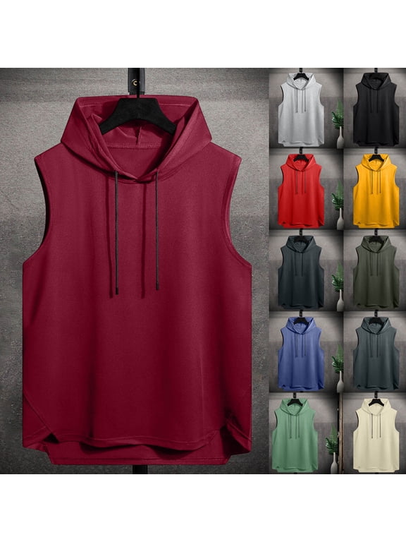 Men's Sleeveless Hooded Tank Top Muscle Tee Singlet for Casual Gym Workout Running Outdoor Streetwear Loungewear Daily Wear | Ihhxva,Silver S
