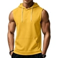 thumbnail image 1 of Men's Sleeveless Hoodie Casual Vintage Washed Muscle Tank Top Workout Gym Loose Fit Drawstring Hooded Shirt Summer Tops,L,Orange, 1 of 7