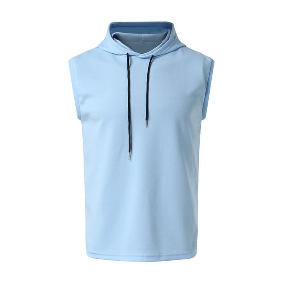 Men's Sleeveless Hoodie Sweatshirt - Casual Drawstring Muscle Tank Top for Daily & Gym Layering