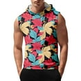 thumbnail image 1 of Men's Sleeveless Hoodie With Vibrant Floral Print Casual Lightweight Gym Tank Top For Summer Workouts, 1 of 4