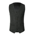 thumbnail image 1 of Men's Sleeveless Jackets V Neck Single Breasted Solid Color Outwear Casual Trendy Vest Coat With Pockets (XL, Dark Gray-D), 1 of 6