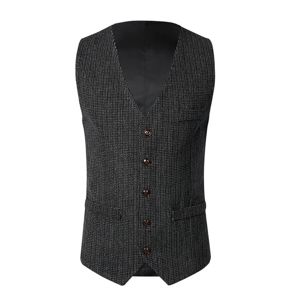 Men's Sleeveless Jackets V Neck Single Breasted Solid Color Outwear Casual Trendy Vest Coat With Pockets (XL, Dark Gray-D)