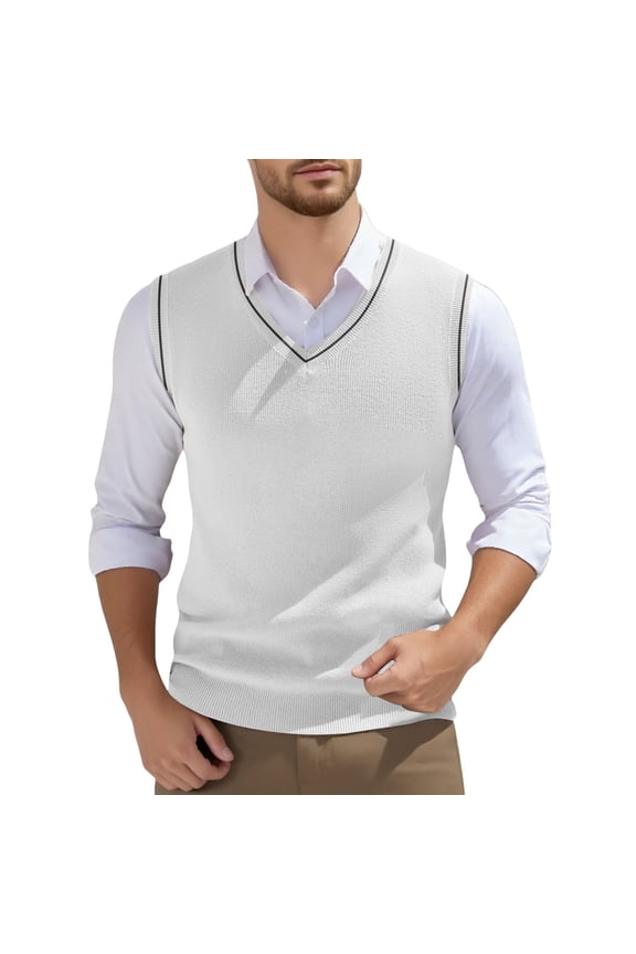Men's Sleeveless Knitted Vest V Neck, Comfortable, Made of Polyester, Suitable for Spring