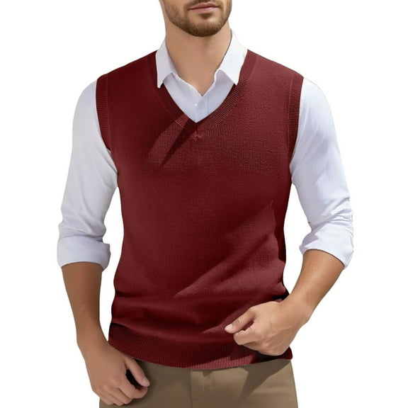 Men's Sleeveless Knitted Vest - V - Neck, Spring Style. Breathable, Lightweight. Polyester Material. Hand or Machine Wash