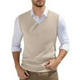 thumbnail image 1 of Men's Sleeveless Knitted Vest - V - Neck, Spring Style. Breathable, Lightweight. Polyester Material. Hand or Machine Wash, 1 of 6