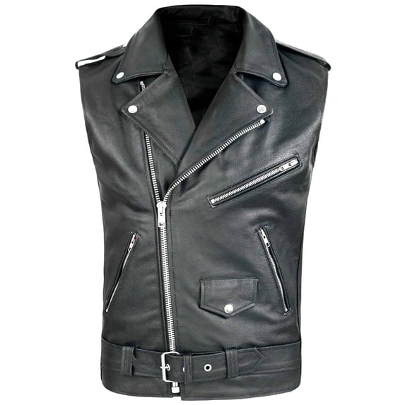 Men's Sleeveless Leather Motorcycle Jacket Vest Top for Men Casual Streetwear Biker Gear Motorcycle Riding Outfits Modern Fashion Essential Gift for Him | AESTIVO,Black 2XL