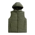 thumbnail image 1 of Men's Sleeveless Lightweight Quilted Cotton Vests Casual Solid Color Corduroy Gilet Coat with Hood, 1 of 6