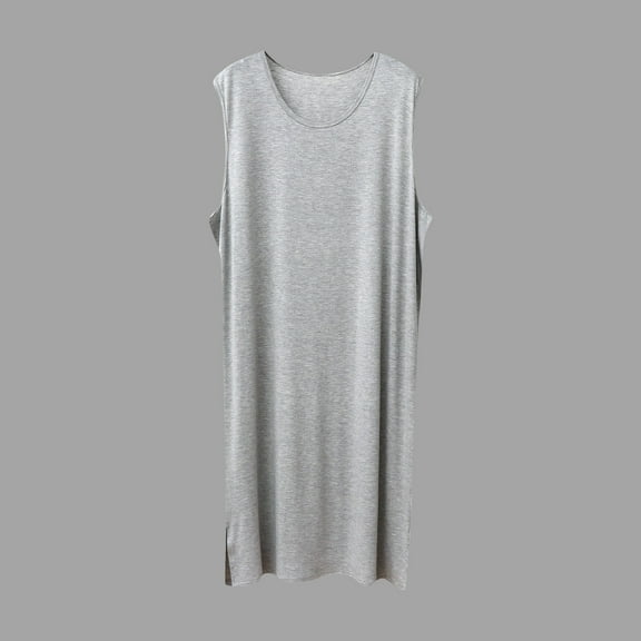 Men's Sleeveless Loose Fit Ice Silk Robe for Home and Sleep