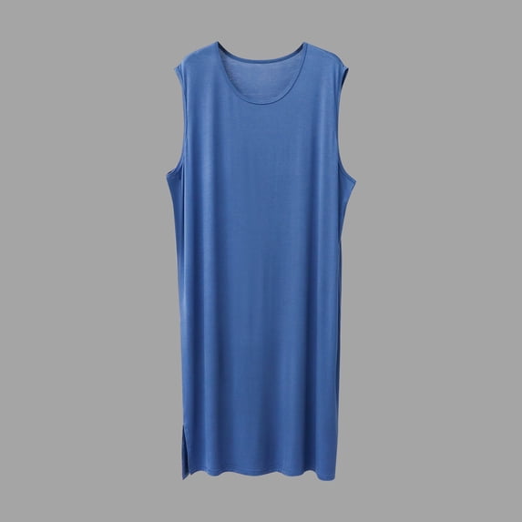 Men's Sleeveless Loose Fit Ice Silk Robe for Home and Sleep