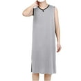 thumbnail image 1 of Men's Sleeveless Nightgowns, Soft Modal Loose Crewneck Pjs Nightshirt Stretch Summer V Neck Sleep Shirts, 1 of 9