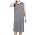 thumbnail image 1 of Men's Sleeveless Nightgowns, Soft Modal Loose Crewneck Pjs Nightshirt Stretch Summer V Neck Sleep Shirts, 1 of 9