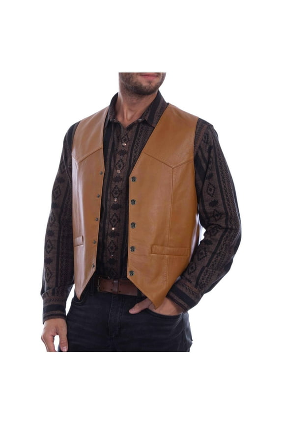 Men's Sleeveless PU Faux Leather Vest Jacket Button Front V Neck Tanks Tops Waistcoat
