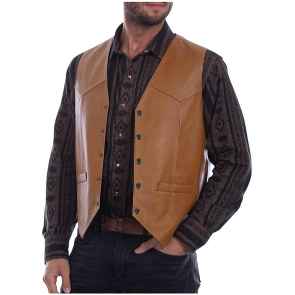 Men's Sleeveless PU Faux Leather Vest Jacket Button Front V Neck Tanks Tops Waistcoat