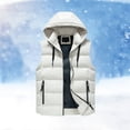 thumbnail image 1 of Men's Sleeveless Quilted Puffer Down Coat Winter Hooded Vest (White XXXXXL), 1 of 3