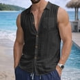 thumbnail image 1 of Men's Sleeveless Shirt Casual Pocket Sleeveless Button Top Breathable Summer Shirt Beach Vacation Tank Top, 1 of 8