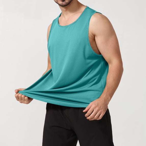 Men's Sleeveless Shirt Quick Dry Workout Tank Top Gym Muscle T Shirts Sport Athletic Tanks Moisture Wicking Green XXL