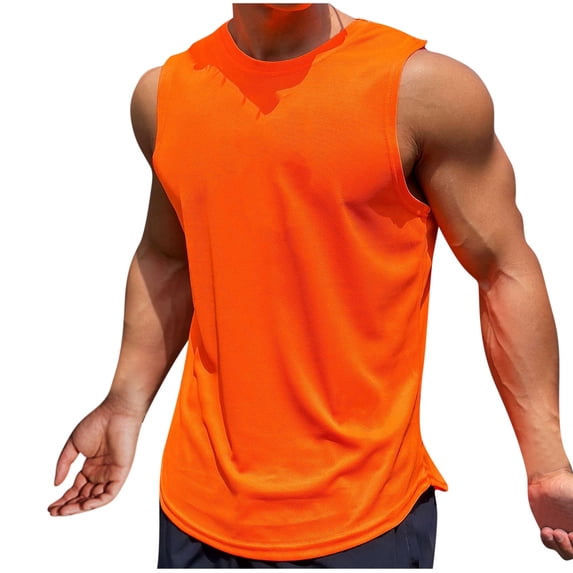 Men's Sleeveless Shirts Quick Dry Tank Tops Workout Gym Muscle Shirts Mesh Breathable Running Bodybuilding Summer Beach Tees