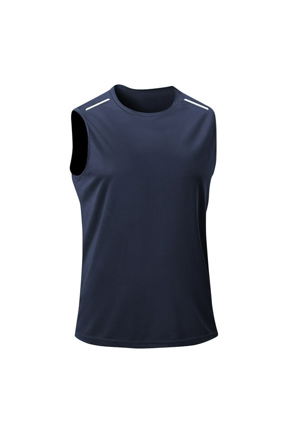Men's Sleeveless Shirts Quick Dry Tank Tops for Men Athletic Gym Workout Muscle Shirts Blue L