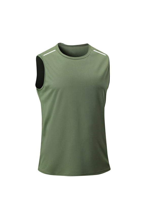 Men's Sleeveless Shirts Quick Dry Tank Tops for Men Athletic Gym Workout Muscle Shirts Green M