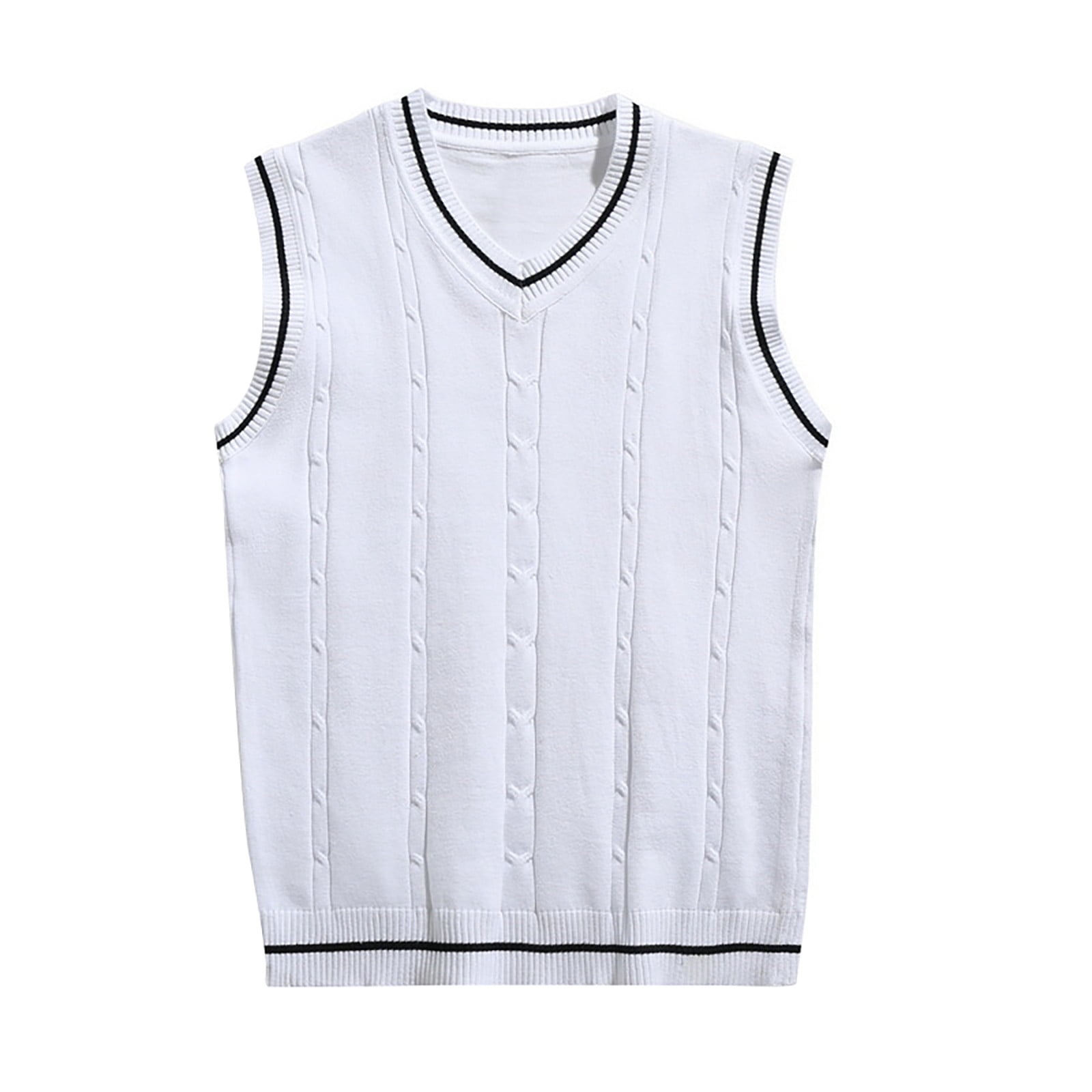 Men s Sleeveless Sweater Vest Striped Trim V Neck Pullover Vest Camping Rain Gear for Men Hooded Trench Coat Men 3x Lightweight Jackets for Men Sweater Half Zip Men Mens Jacket Lightweight Mens