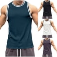 thumbnail image 1 of Men's Sleeveless T-Shirt Polyester Muscle Tank Top Round Neck Sport Vest Quick Dry Breathable Casual Gym Workout Running Beach Vacation | Zenithor,White L, 1 of 6