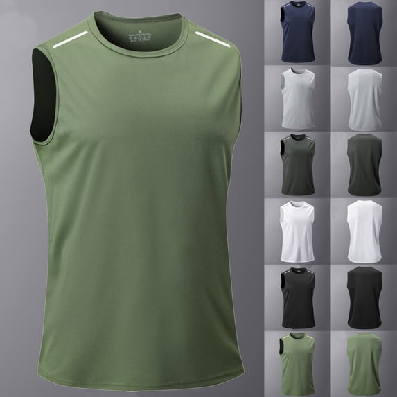 Men's Sleeveless Tank Top Cotton Athletic Muscle Tee Crew Neck Relaxed Fit Casual Sports Training Quick Dry Workout Gym Running Streetwear | TOPLIU,Black L