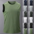 thumbnail image 1 of Men's Sleeveless Tank Top Cotton Athletic Muscle Tee Crew Neck Relaxed Fit Casual Sports Training Quick Dry Workout Gym Running Streetwear | TOPLIU,Dark Blue S, 1 of 5