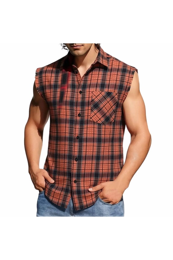 Men's Sleeveless Tank Top Polyester Blend Quick Dry Athletic Muscle Tank V Neck Pocket Sleeveless Casual Workout Sports Training Beach | Zenithor,Orange M