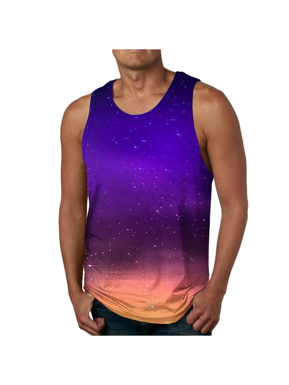 Men's Sleeveless Tank Top Quick Dry 95% Polyester 5% Spandex Muscle Fit Crew Neck Athletic Bodybuilding Gym Workout Casual Daily Beach Summer | Zenithor,Purple 4XL