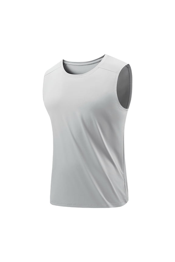Men's Sleeveless Tank Tops Big & Tall Muscle Fit Workout Athletic Training Tee Ice Silk Breathable Bodybuilding Shirt Summer Quick Dry Performance Base Layer Blank Printable