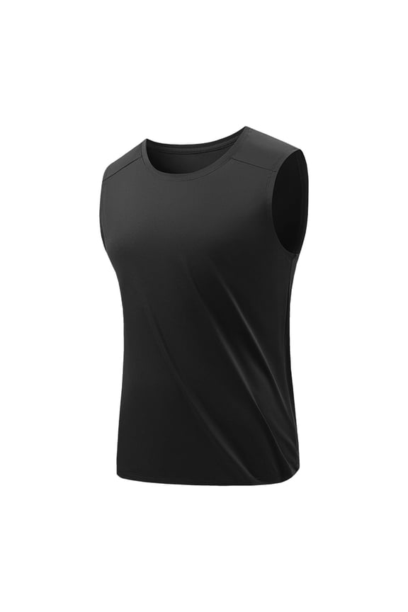 Men's Sleeveless Tank Tops Big & Tall Muscle Fit Workout Athletic Training Tee Ice Silk Breathable Bodybuilding Shirt Summer Quick Dry Performance Base Layer Blank Printable