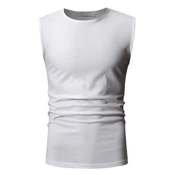 Men's Sleeveless Tank Tops Breathable Soft Cotton Round Neck Sleeveless Workout T Shirts Fitness Bodybuilding Shirts