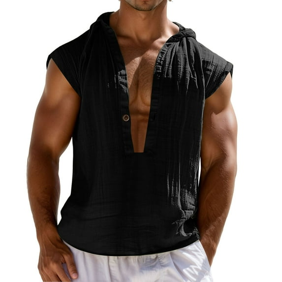 Men's Sleeveless Tank Tops for Casual Streetwear Stylish Button Design for Spring and Summer Activities Versatile for Daily Wear Mens T-Shirts No Roll Collar Cotton T Shirts Graphic Brown
