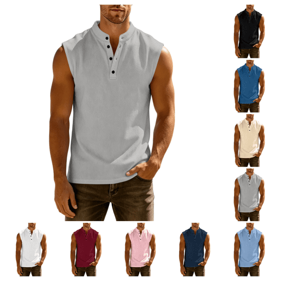 Men's Sleeveless Tank Tops Casual Summer Workout Beach Shirts for Outdoor Activities Daily Wear Gym Use Light Gray 2XL