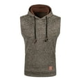 thumbnail image 1 of Men's Sleeveless Thermal Vest Hoodie Workout Gym Sports Casual Sweater Pullover Hooded Drawstring Sweatshirt Top (Medium, Coffee), 1 of 5