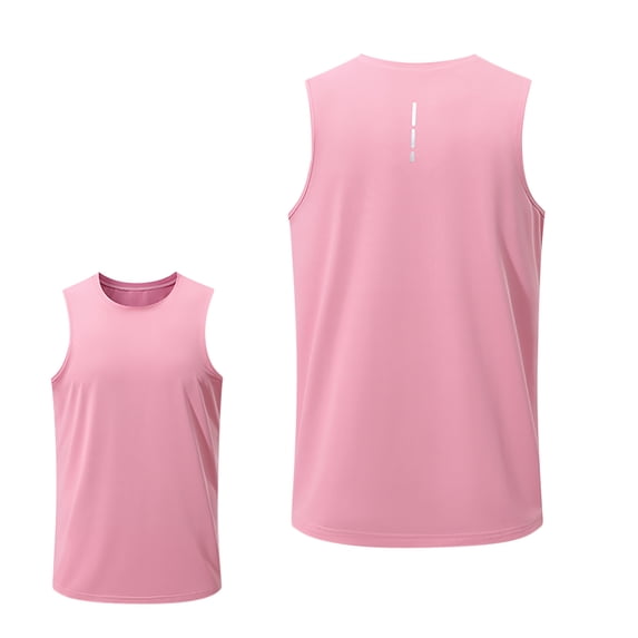 Men's Sleeveless UPF 50+ Swim Shirts Quick Dry Workout Tank Top UV Protection Running Gym Muscle T Shirts Size 2XL Pink