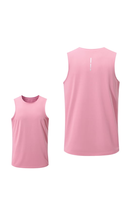 Men's Sleeveless UPF 50+ Swim Shirts Quick Dry Workout Tank Top UV Protection Running Gym Muscle T Shirts Size 2XL Pink