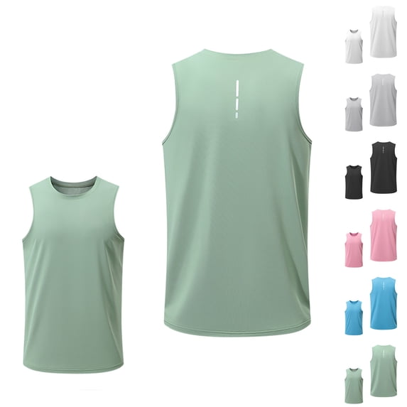 Men's Sleeveless UPF 50+ Swim Shirts Quick Dry Workout Tank Top UV Protection Running Gym Muscle T Shirts Size 2XL White