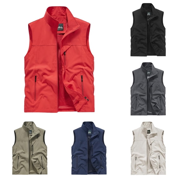 Men's Sleeveless Vest Multiple Pockets Lightweight Casual Wear Outdoor Travel Summer Cargo Vest for Men