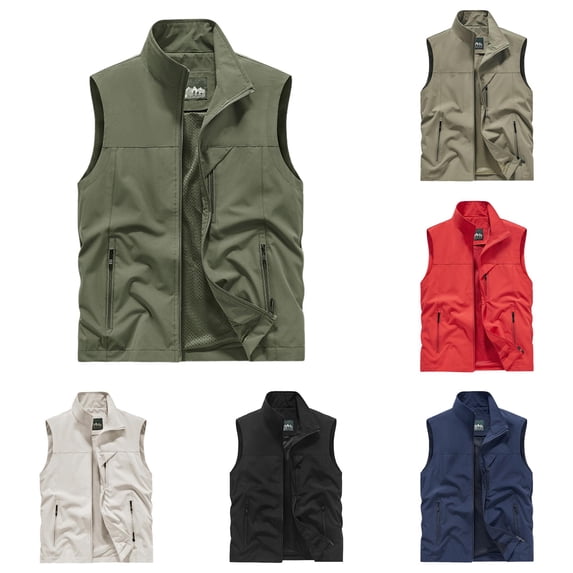 Men's Sleeveless Vest Multiple Pockets Lightweight Casual Wear Outdoor Travel Summer Cargo Vest for Men