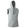 thumbnail image 1 of Men's Sleeveless Workout Hoodie Quick Dry Pique Mesh Muscle Fit Hooded Tank Top with Kangaroo Pocket for Bodybuilding Training Summer Athletic Muscle Shirt, 1 of 4
