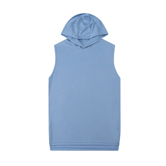 Men's Sleeveless Workout Hoodies Mesh Quick Dry T Shirts with Hoods Running Gym Muscle Hooded Tank Top Size M-3XL Light Blue